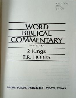 WORD BIBLICAL COMMENTARY: VOLUME. 13 - 2 KINGS